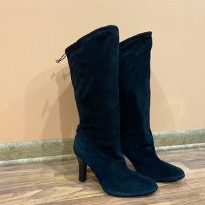 Black Suede High Heel Slouch Ankle Boots/booties